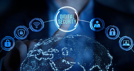 Internet, business, Technology and network concept. Cyber security data protection business...