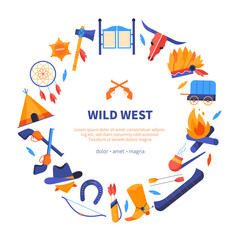 Wild west - vector flat design style banner