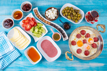 Traditional delicious Turkish breakfast