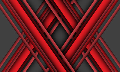 Obraz premium Abstract red line cross overlap on grey design modern futuristic background vector illustration.