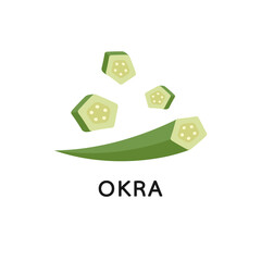 Okra on white background. Okra vector. Okra logo design.