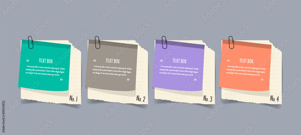 Poster Text box design with note papers.	

