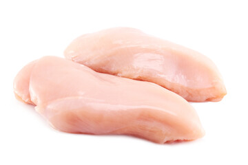 Fresh raw chicken breast fillet isolated on white background, clipping path