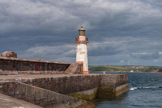 The West Pier Lighthouse In Whitehaven, Cumbria, England, UK