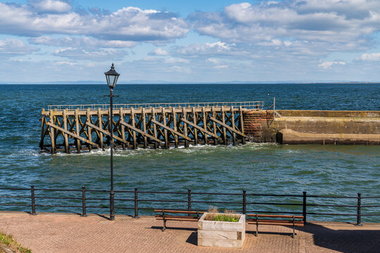 The end of the pier in Maryport, Cumbria, England, UK