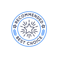 Recommended badge, seal, label, icon. Best choice circle stamp with star for social media, web design. Vector illustration