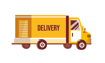 Delivery truck icon. Yellow delivery truck isolated on white background for social media and web design. Vector illustration