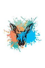 Obraz premium Fallow deer sketch. Colorful sublimation on white background