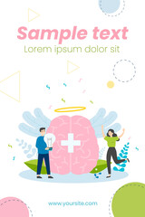 Happy people with positive vision and philosophy of life isolated flat vector illustration. Abstract thought and mind power to health improvement. Brain and dream control strategy concept