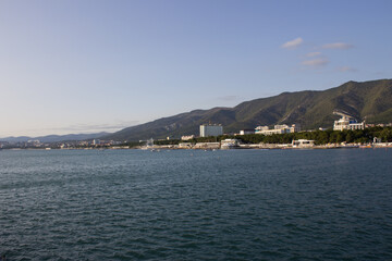 Fototapeta premium Beautiful view of the sea and mountains from the embankment
