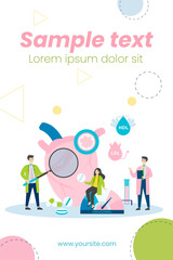 Fototapeta premium Doctors examining heart of patient suffering from high cholesterol, blood pressure and cardiovascular system disease. Flat vector illustration for health care, anatomy, heart attack risk concept