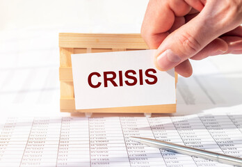 Business crisis. Inscription about financial problem and economical decline