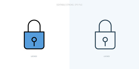 Locked icon for your website, logo, app, UI, product print. Locked concept flat Silhouette vector illustration icon. Editable stroke icons set