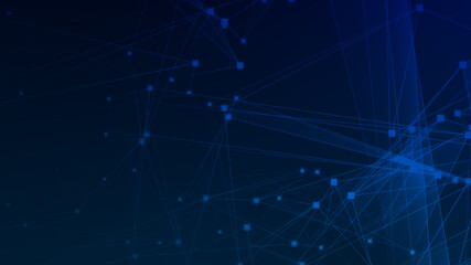 Fototapeta premium Abstract blue polygon tech network with connect technology background. Abstract dots and lines texture background. 3d rendering.