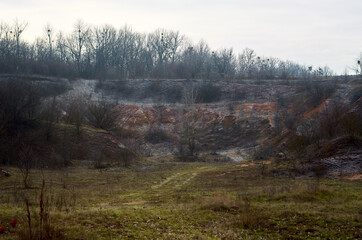 An abandoned crushed stone quarry