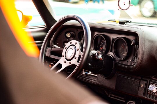 Close-up Of Vintage Car Dashboard