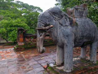 Fototapeta na wymiar Elephant Statue. Khai Dinh Royal Tomb in Hue, Vietnam