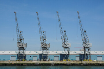 Fototapeta na wymiar Dockside Cranes at the Port of Southampton, England