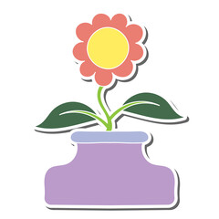 flower vase hand drawn doodle stickers design vector illustration