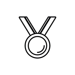 vintage illustration of a golden medal in flat style with long shadow