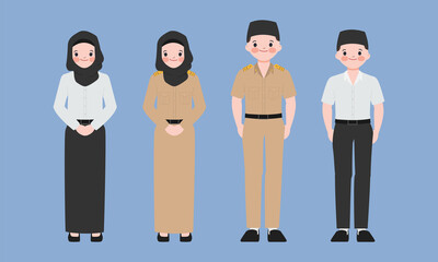 Thai teacher and government uniform character. People in government job character.	