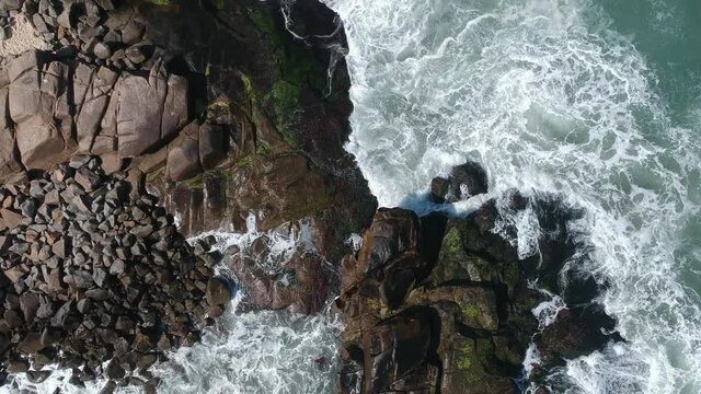 Aerial view of Macumba Beach, Rio de Janeiro, Brazil. Drone take.
