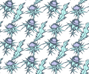 Hand drawn thistle. Hand drawn ink illustration. Modern ornamental decorative background. Vector pattern. Print for textile, cloth, wallpaper, scrapbooking