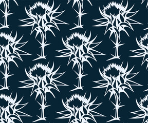 Hand drawn thistle. Hand drawn ink illustration. Modern ornamental decorative background. Vector pattern. Print for textile, cloth, wallpaper, scrapbooking