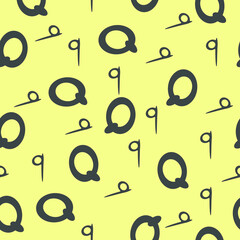 Grey and yellow seamless pattern with the letter P. Background in minimalist style. Hand drawn for fabric, wallpaper, poster and bed linen. Vector illustration.