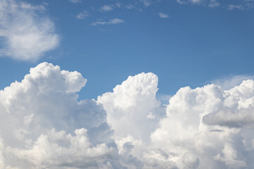 Naklejka na ściany i meble White clouds on ab blue sky, background, sky replacement image