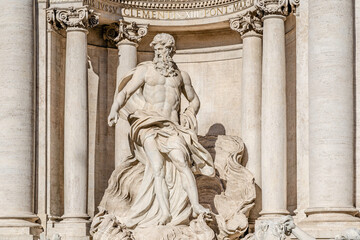 Statue of Oceanus in the center of the Trevi fountain by Nicola Salvi and Giuseppe Pannini in 1762...