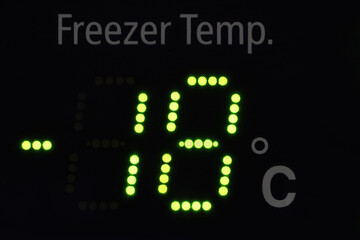 Close up of a freeze indicator showing -18 degrees
