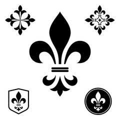 Black heraldic sign, logo, design element, decoration. Graphic vector pattern.