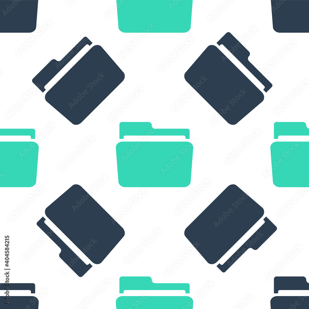 Poster green folder icon isolated seamless pattern on white background. vector.