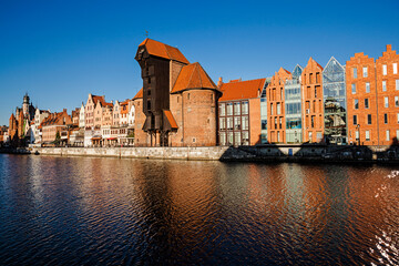 Old historic port crane in Gdansk, Poland
