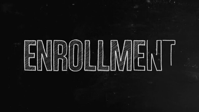 Enrollment concept written on blackboard. Enrollment Management is a term that is used frequently in higher education to describe well-planned strategies and tactics to shape the enrollment of an inst