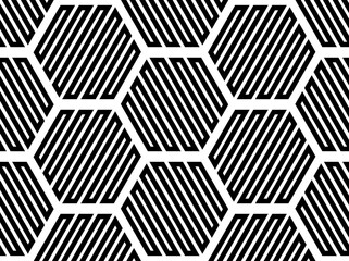 Abstract geometric pattern with stripes, lines. Seamless vector background. White and black ornament. Simple lattice graphic design