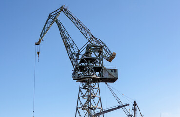 Cranes in the shipyard of Gdansk, Poland.