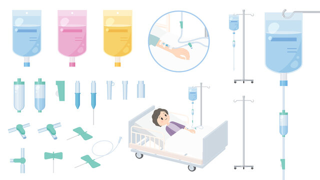 点滴の部品のイラスト素材セット
