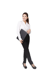 A young Business woman holding a portfolio