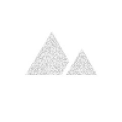 The mountains symbol filled with black dots. Pointillism style. Vector illustration on white background