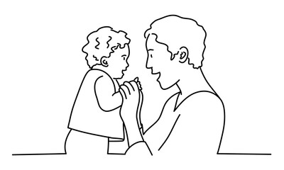 Happy family. Mom with baby. Hand drawn vector illustration.