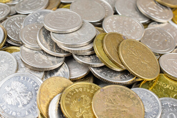 Polish coin macro photo. textura or background