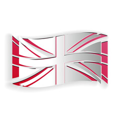 Paper cut Flag of Great Britain icon isolated on white background. UK flag sign. Official United Kingdom flag sign. British symbol. Paper art style. Vector.