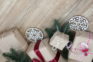 
Festive background. Gift boxes with ribbons . Love consept.