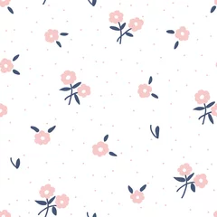 Printed kitchen splashbacks Floral pattern cute Trendy Seamless Floral Pattern on white background