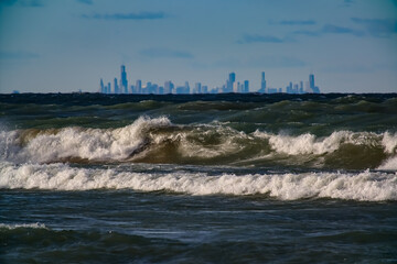 waves on the beach chicago background