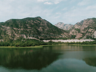 Mountains by Dongling river by the traintracks to Beijing