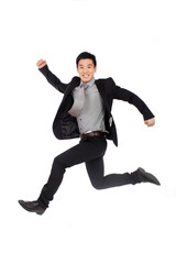 Fototapeta na wymiar A happy young Business man Jumping up