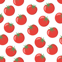 Seamless pattern with juicy tomatoes. This vegetable design is for your business projects. Ideal for fabrics and decor. Beautiful vector background